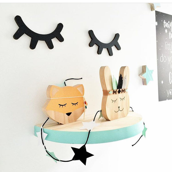 Nordic Style Cute Wood 3D Eyelash Wall Sticker