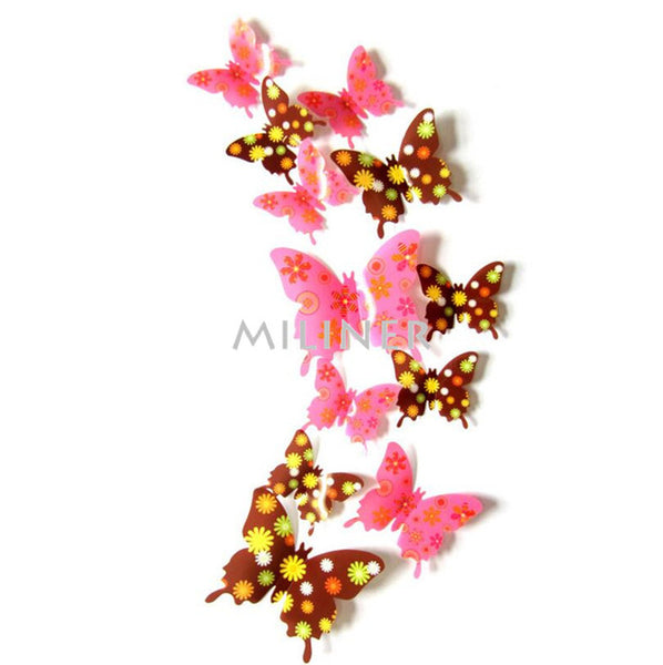 12pcs PVC 3D Butterfly Sticker