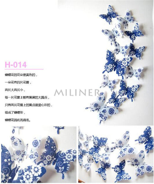 12pcs PVC 3D Butterfly Sticker