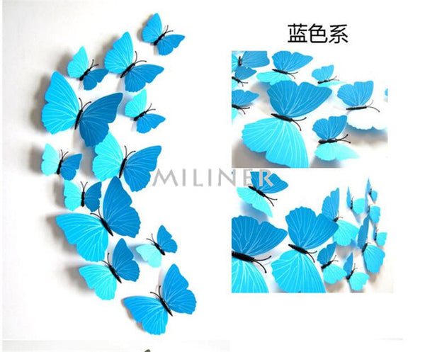 12pcs PVC 3D Butterfly Sticker