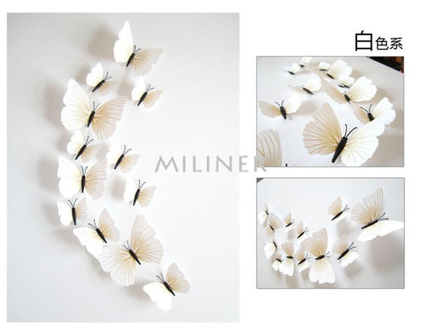 12pcs PVC 3D Butterfly Sticker