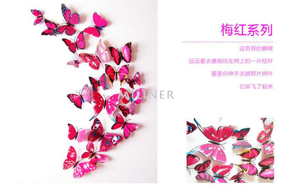 12pcs PVC 3D Butterfly Sticker